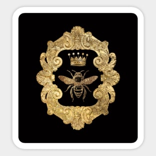 Golden Bee Framed Black Background Sticker